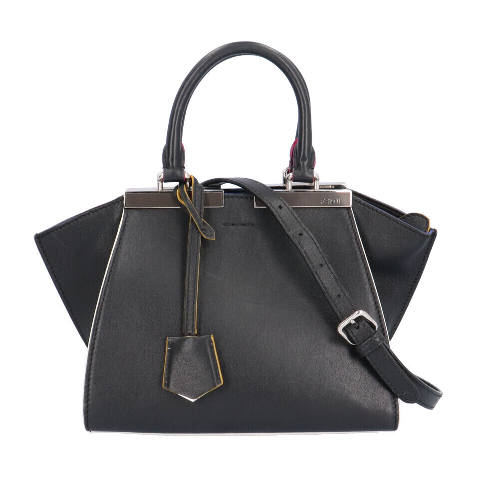 Fendi Trois Jours Shoulder Bag Leather Black